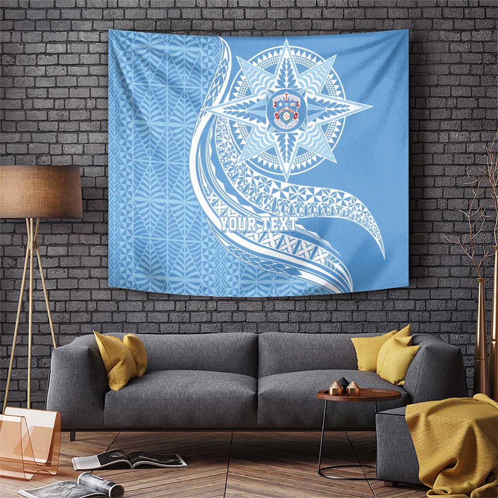 Tonga Apifo'ou Kolisi Personalized Tapestry Ngatu Tokelaufeletoa Motifs LT7 Light Blue - Polynesian Pride