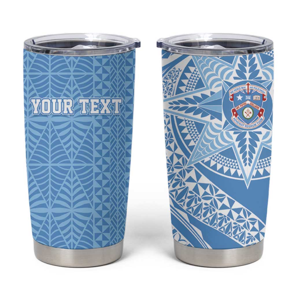 Tonga Apifo'ou Kolisi Personalized Tumbler Cup Ngatu Tokelaufeletoa Motifs LT7 Light Blue - Polynesian Pride