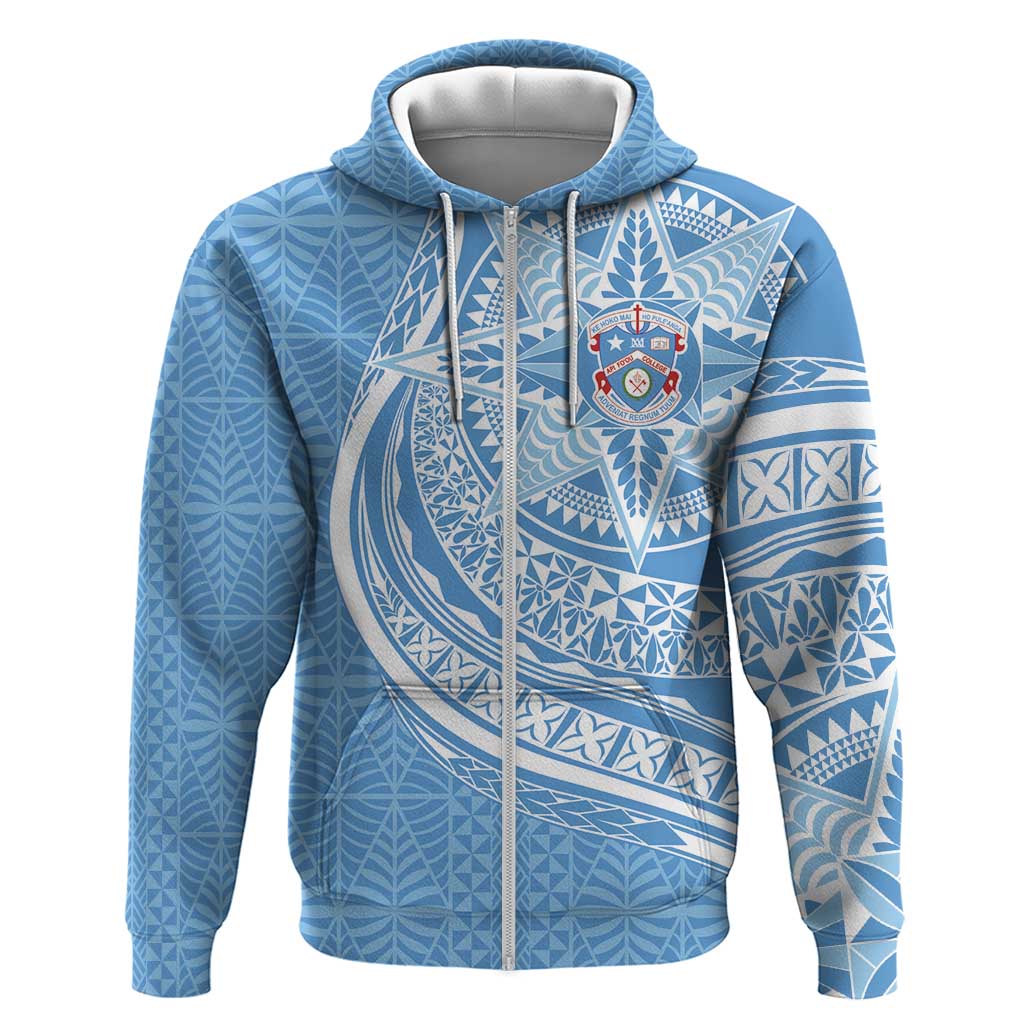 Tonga Apifo'ou Kolisi Personalized Zip Hoodie Ngatu Tokelaufeletoa Motifs LT7 Zip Hoodie Light Blue - Polynesian Pride
