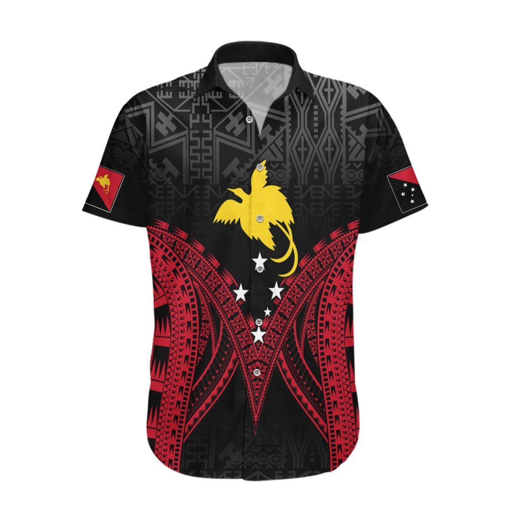 Personalised PNG Hawaiian Shirt Papua Motuan Mirror Style LT7 Black - Polynesian Pride