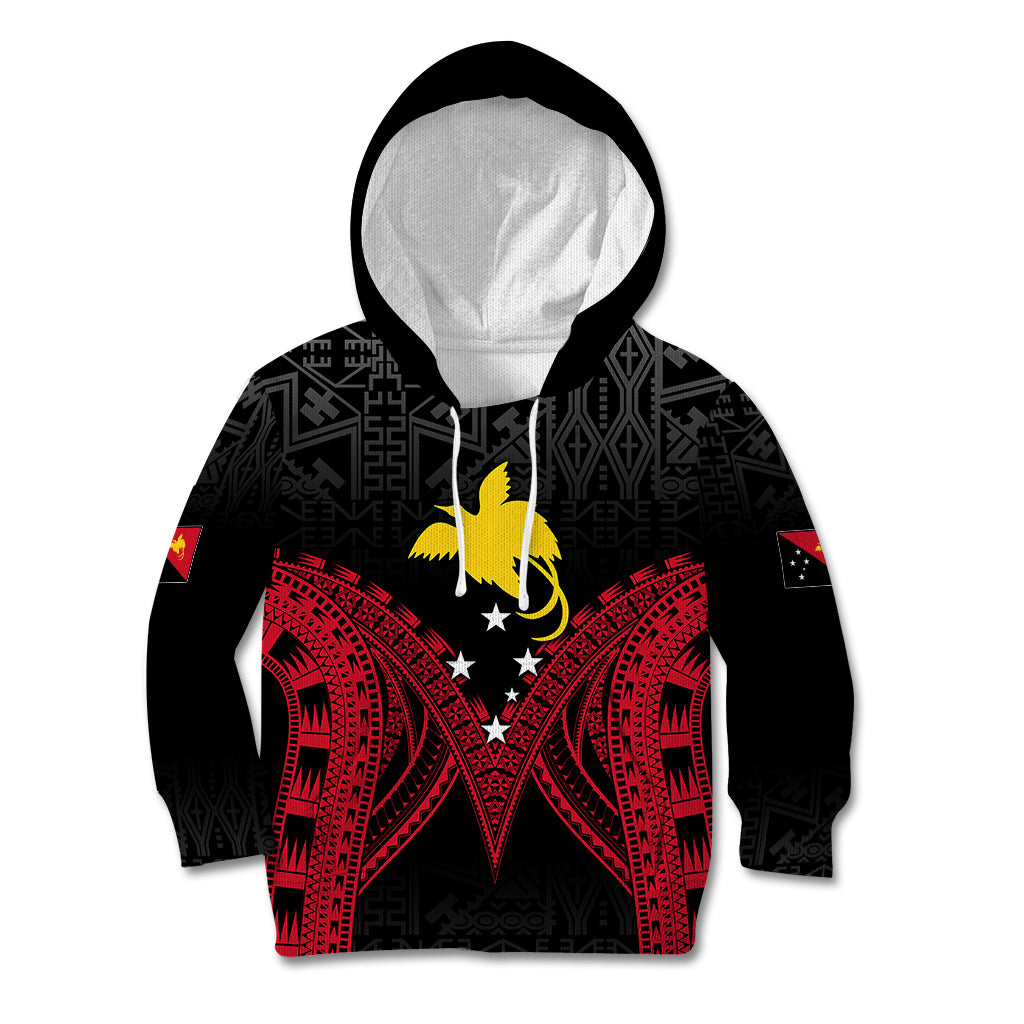 Personalised PNG Kid Hoodie Papua Motuan Mirror Style LT7 Hoodie Black - Polynesian Pride