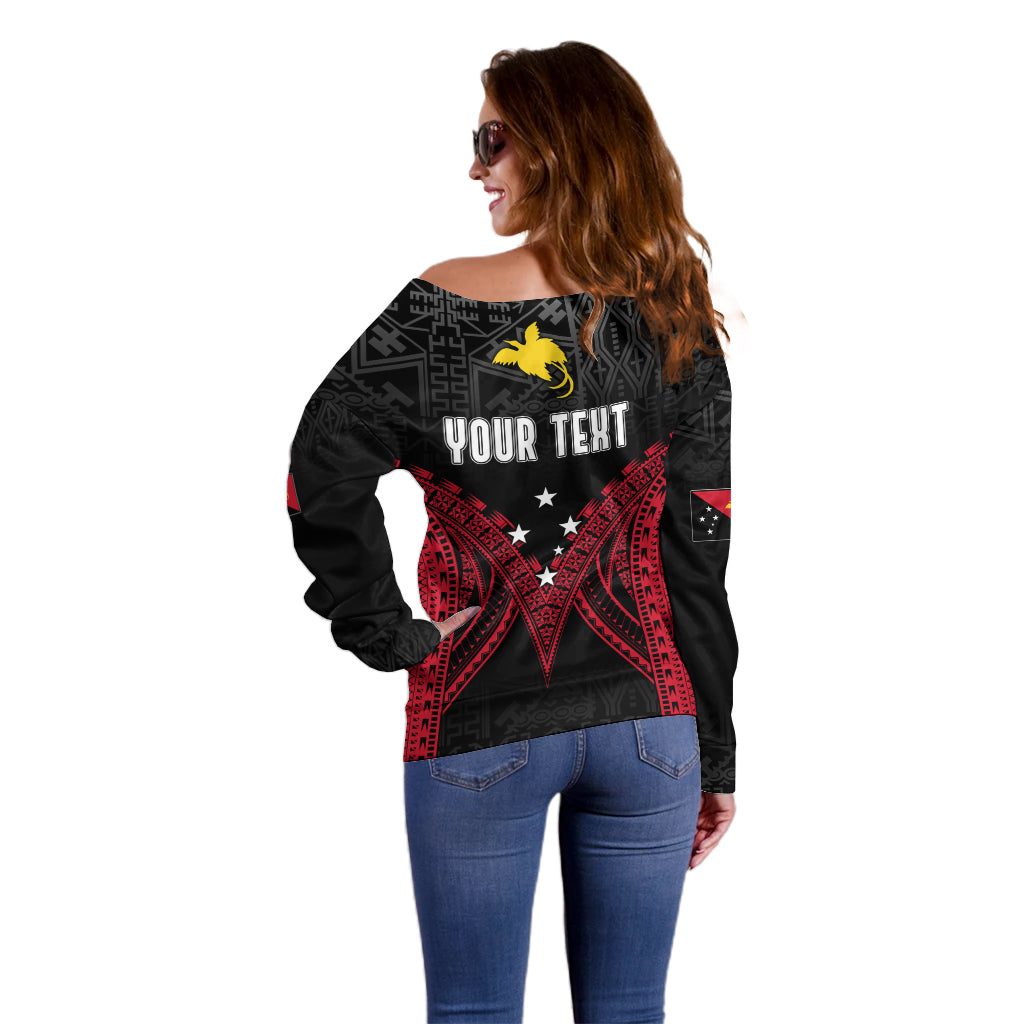 Personalised PNG Off Shoulder Sweater Papua Motuan Mirror Style LT7 - Polynesian Pride