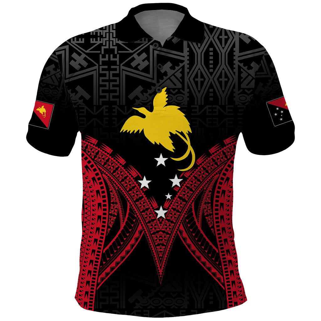 Personalised PNG Polo Shirt Papua Motuan Mirror Style LT7 Black - Polynesian Pride