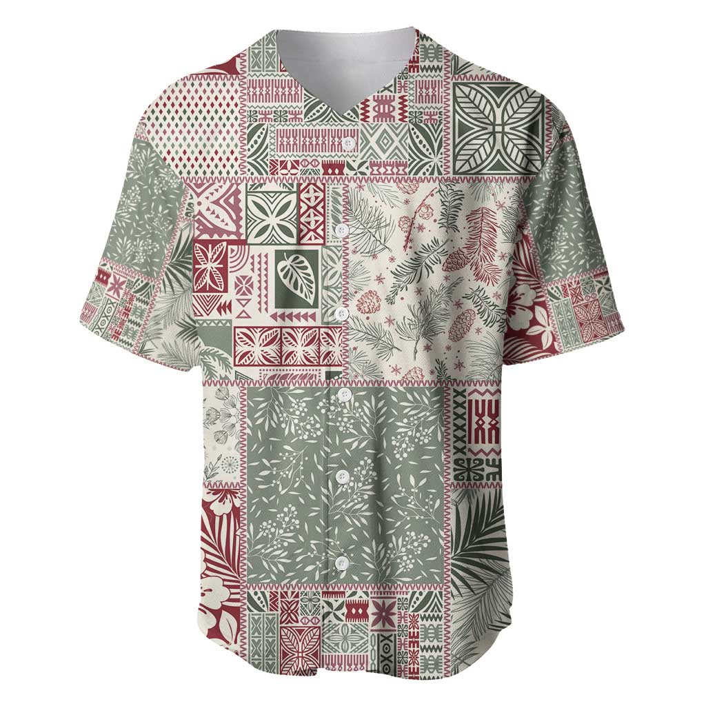 Aloha Hawaii Pastel Christmas Patchwork Baseball Jersey Classic Style LT7 Pastel Green - Polynesian Pride