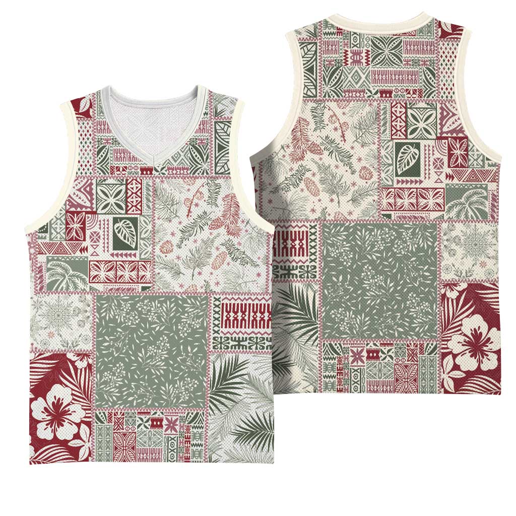 Aloha Hawaii Pastel Christmas Patchwork Basketball Jersey Classic Style LT7 - Polynesian Pride