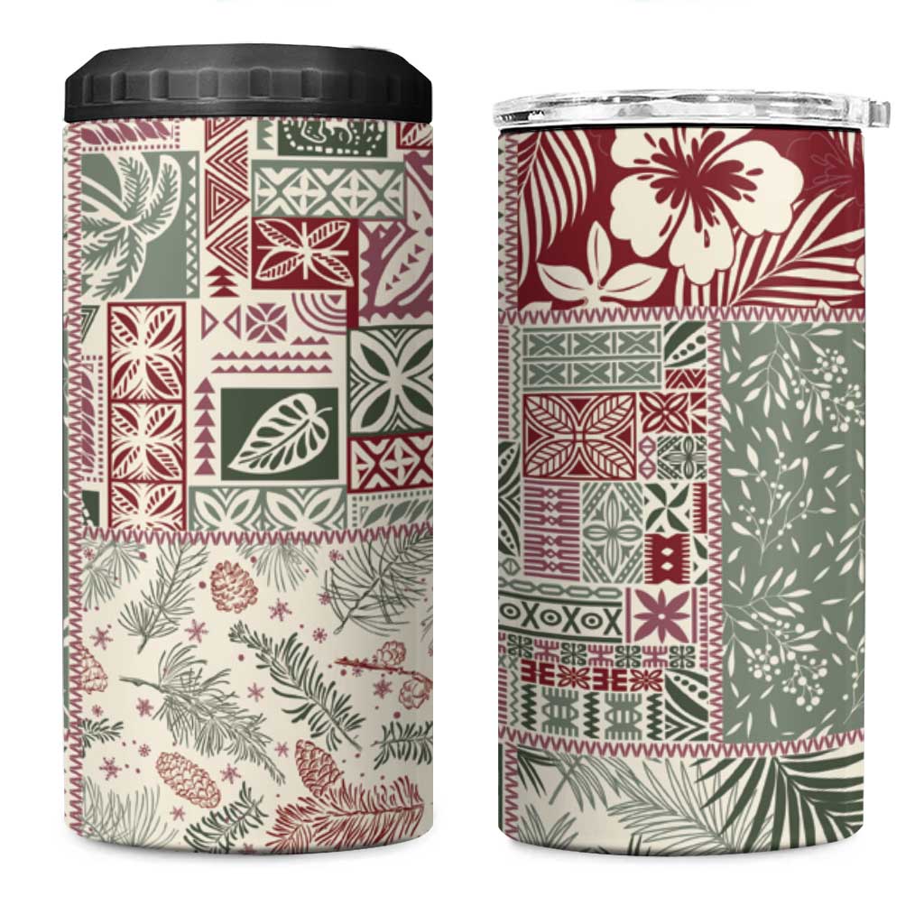 Aloha Hawaii Pastel Christmas Patchwork 4 in 1 Can Cooler Tumbler Classic Style LT7 One Size: 16 oz Pastel Green - Polynesian Pride