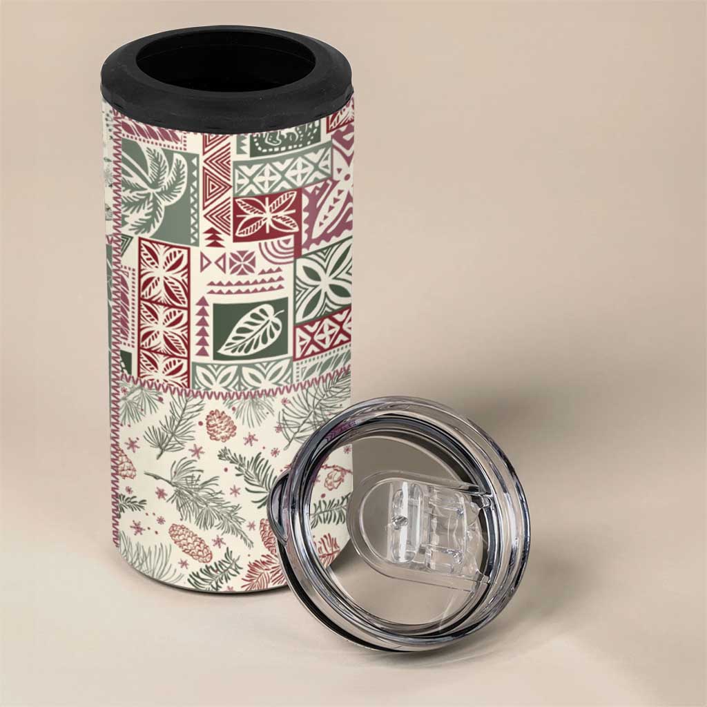 Aloha Hawaii Pastel Christmas Patchwork 4 in 1 Can Cooler Tumbler Classic Style LT7 - Polynesian Pride