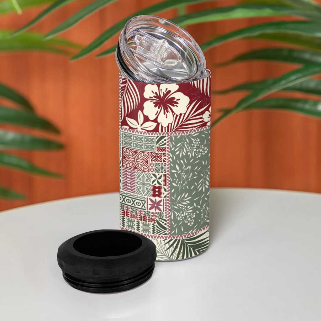 Aloha Hawaii Pastel Christmas Patchwork 4 in 1 Can Cooler Tumbler Classic Style LT7 - Polynesian Pride