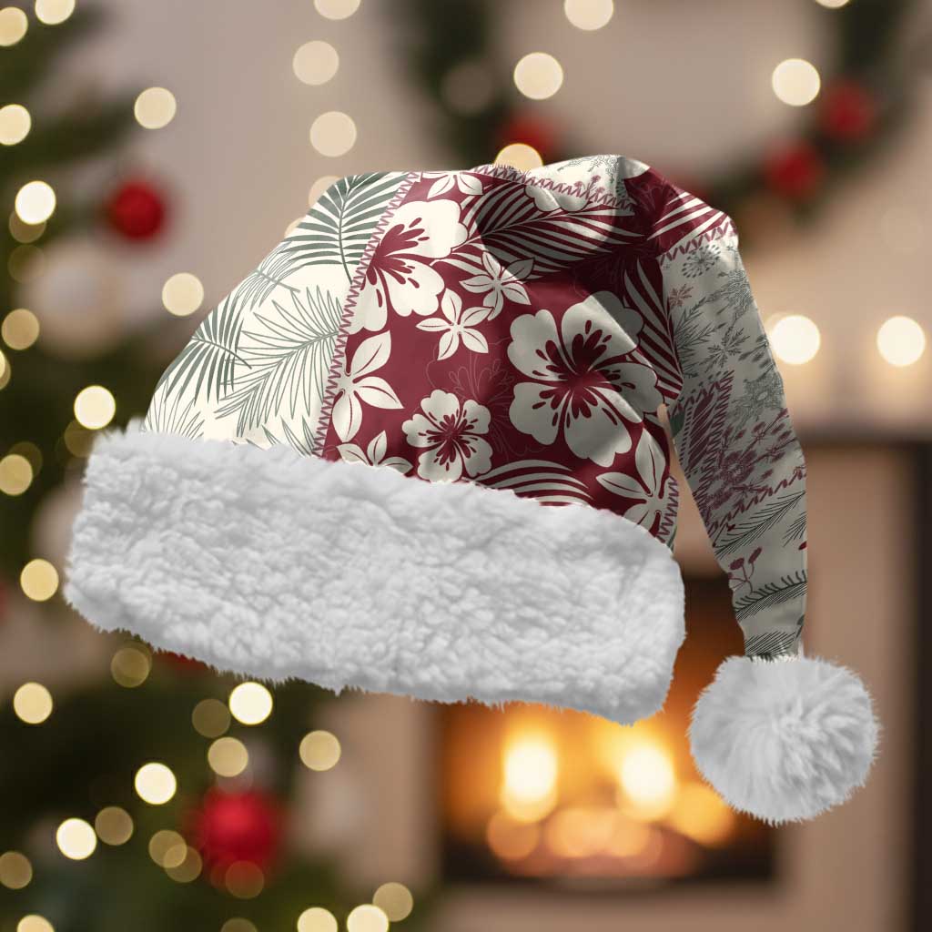 Aloha Hawaii Pastel Christmas Patchwork Christmas Santa Hat Classic Style LT7 With Fur Pastel Green - Polynesian Pride