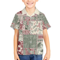Aloha Hawaii Pastel Christmas Patchwork Kid Hawaiian Shirt Classic Style LT7 Kid Pastel Green - Polynesian Pride