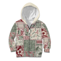 Aloha Hawaii Pastel Christmas Patchwork Kid Hoodie Classic Style LT7 Zip Hoodie Pastel Green - Polynesian Pride