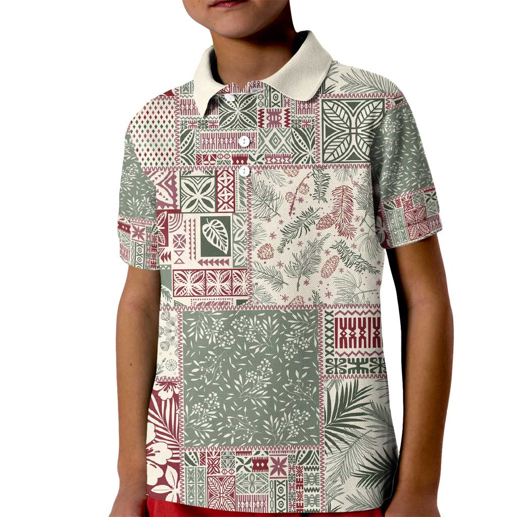 Aloha Hawaii Pastel Christmas Patchwork Kid Polo Shirt Classic Style LT7 Kid Pastel Green - Polynesian Pride