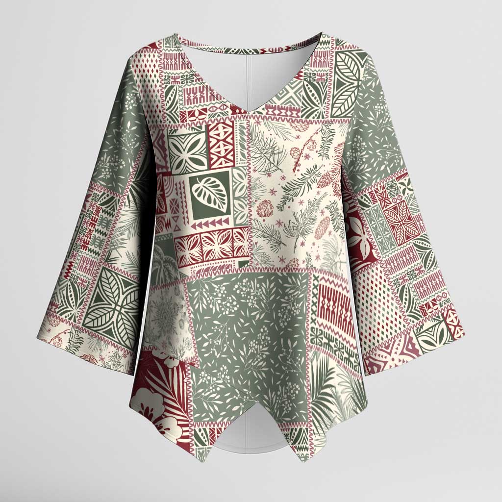 Aloha Hawaii Pastel Christmas Patchwork Kimono Sleeve Blouse Classic Style LT7 Female Pastel Green - Polynesian Pride