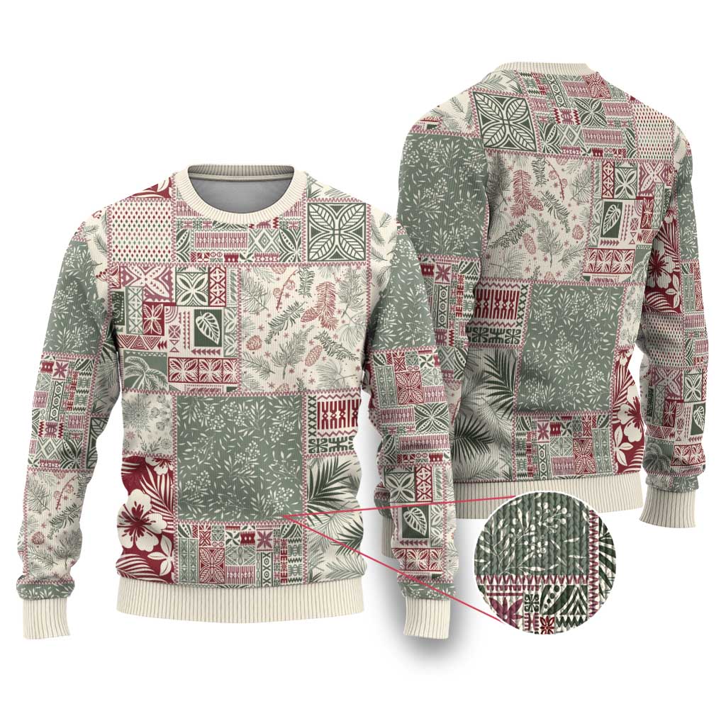 Aloha Hawaii Pastel Christmas Patchwork Ugly Christmas Sweater Classic Style LT7 Pastel Green - Polynesian Pride
