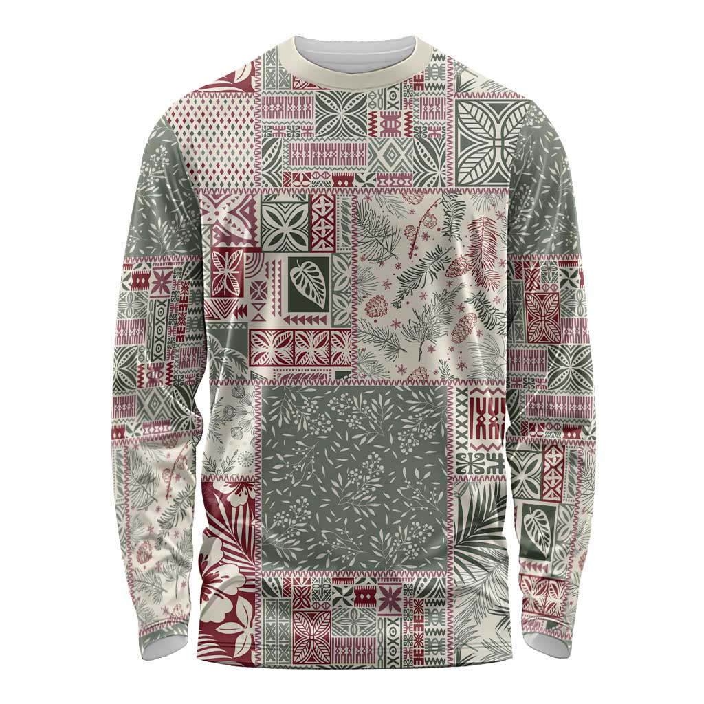 Aloha Hawaii Pastel Christmas Patchwork Long Sleeve Shirt Classic Style LT7 Unisex Pastel Green - Polynesian Pride