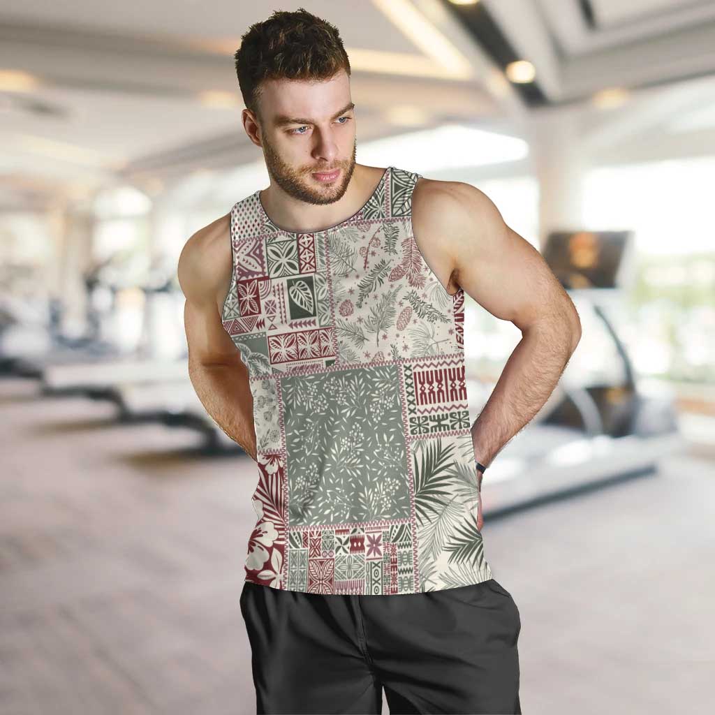 Aloha Hawaii Pastel Christmas Patchwork Men Tank Top Classic Style LT7 Pastel Green - Polynesian Pride