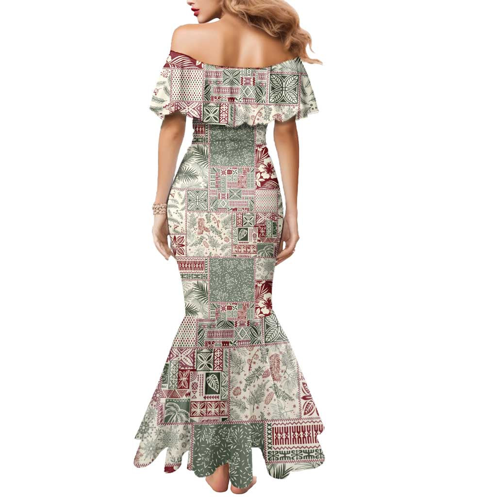 Aloha Hawaii Pastel Christmas Patchwork Mermaid Dress Classic Style LT7 - Polynesian Pride