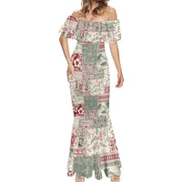 Aloha Hawaii Pastel Christmas Patchwork Mermaid Dress Classic Style LT7 - Polynesian Pride