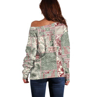 Aloha Hawaii Pastel Christmas Patchwork Off Shoulder Sweater Classic Style LT7 - Polynesian Pride