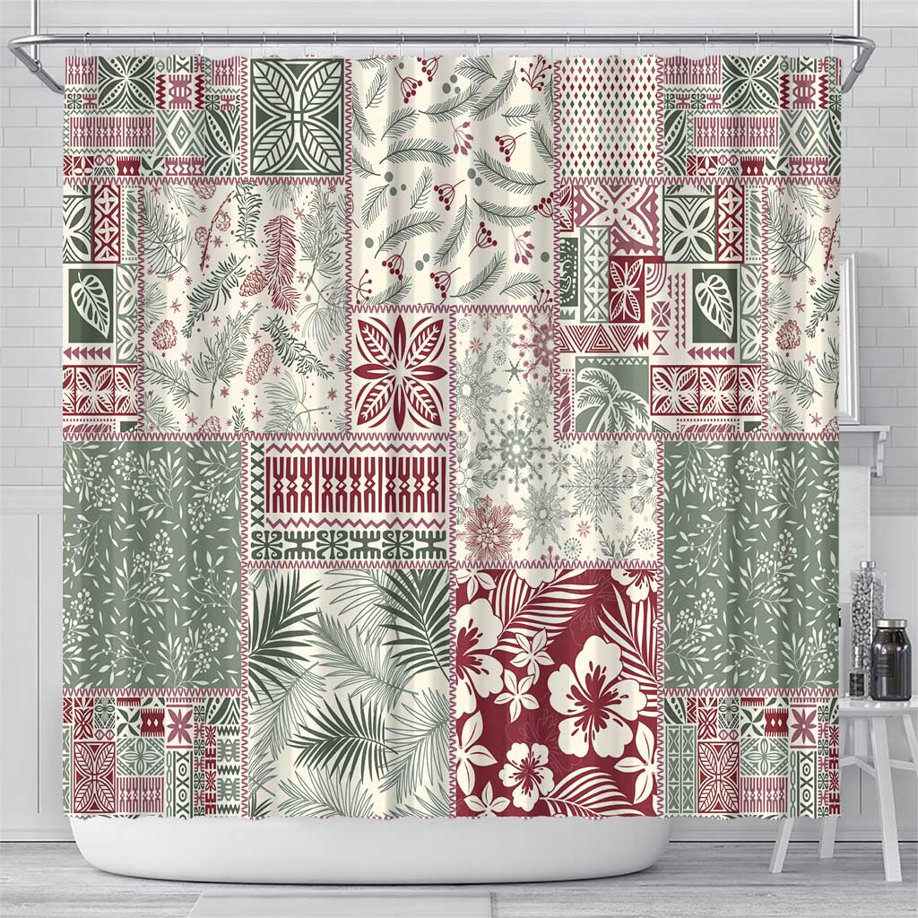 Aloha Hawaii Pastel Christmas Patchwork Shower Curtain Classic Style LT7 - Polynesian Pride