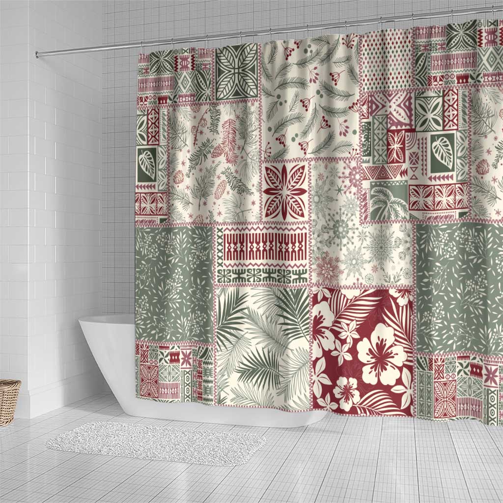 Aloha Hawaii Pastel Christmas Patchwork Shower Curtain Classic Style LT7 - Polynesian Pride