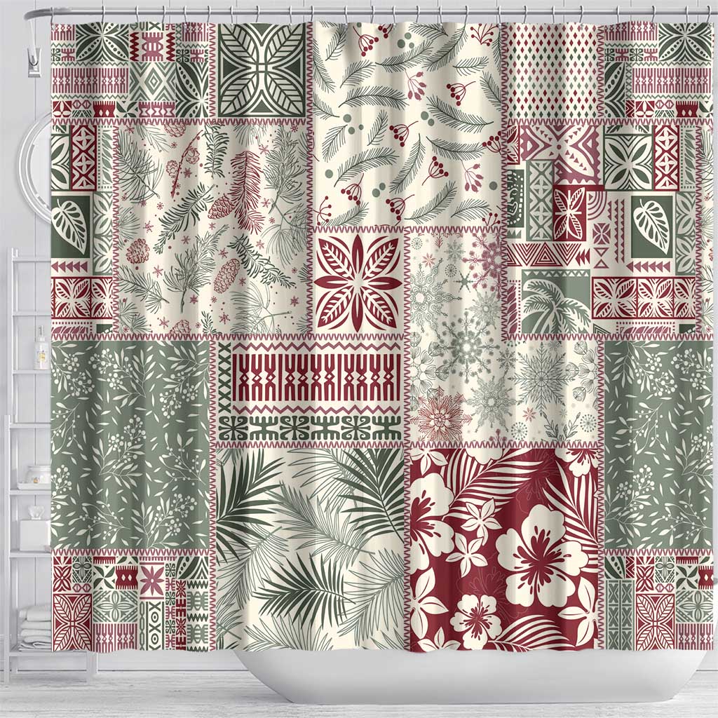 Aloha Hawaii Pastel Christmas Patchwork Shower Curtain Classic Style LT7 - Polynesian Pride