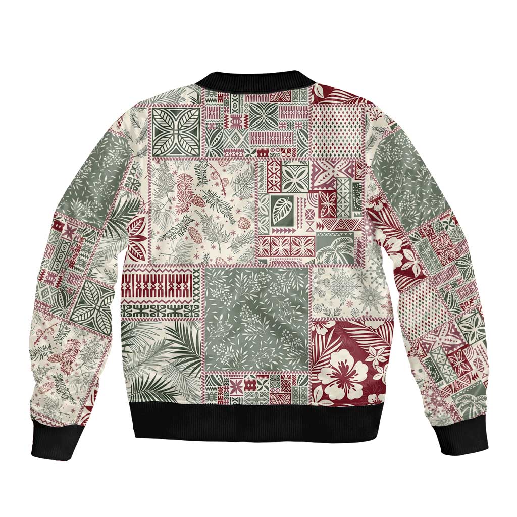 Aloha Hawaii Pastel Christmas Patchwork Sleeve Zip Bomber Jacket Classic Style LT7 - Polynesian Pride