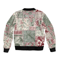 Aloha Hawaii Pastel Christmas Patchwork Sleeve Zip Bomber Jacket Classic Style LT7 - Polynesian Pride