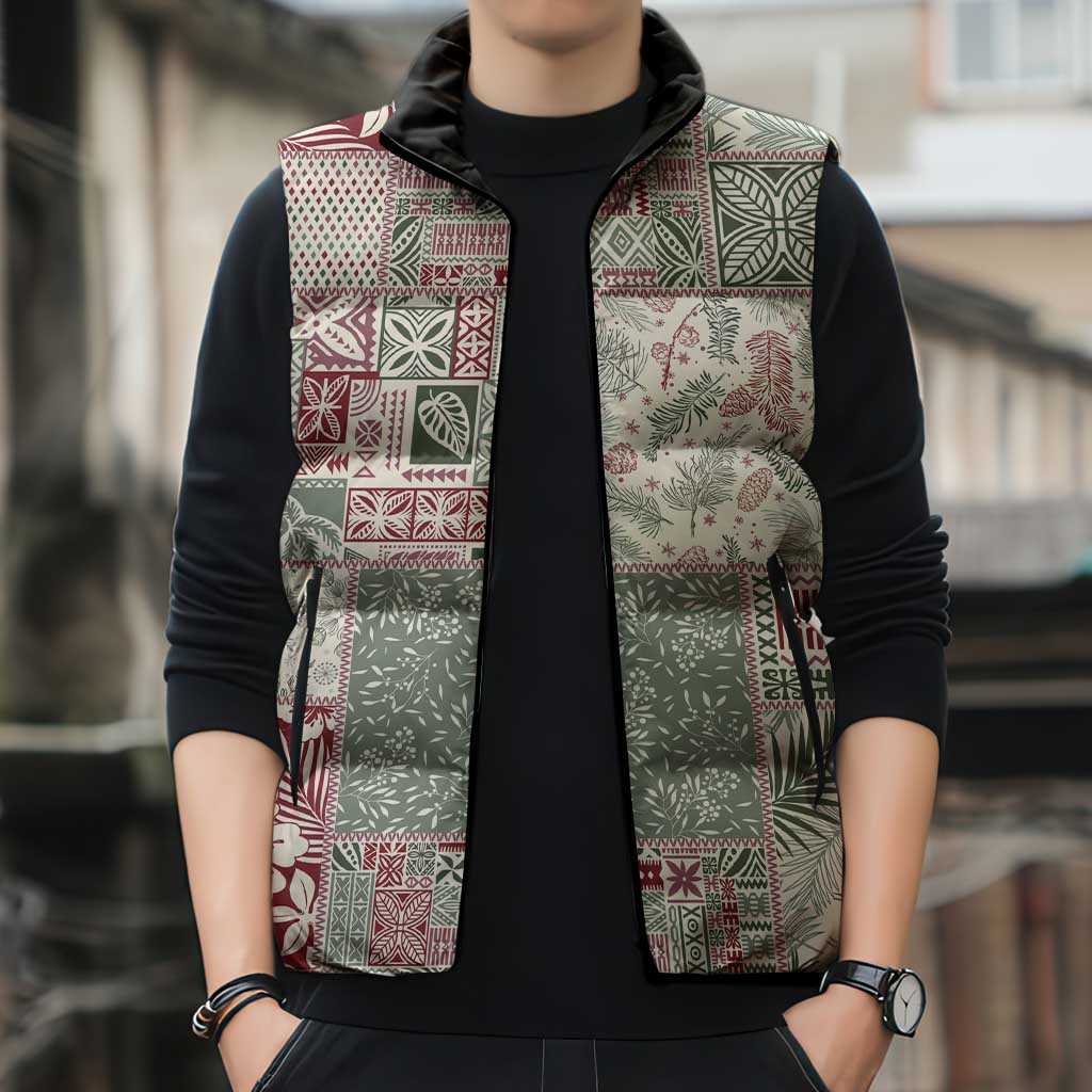 Aloha Hawaii Pastel Christmas Patchwork Sleeveless Puffer Jacket Classic Style LT7 - Polynesian Pride