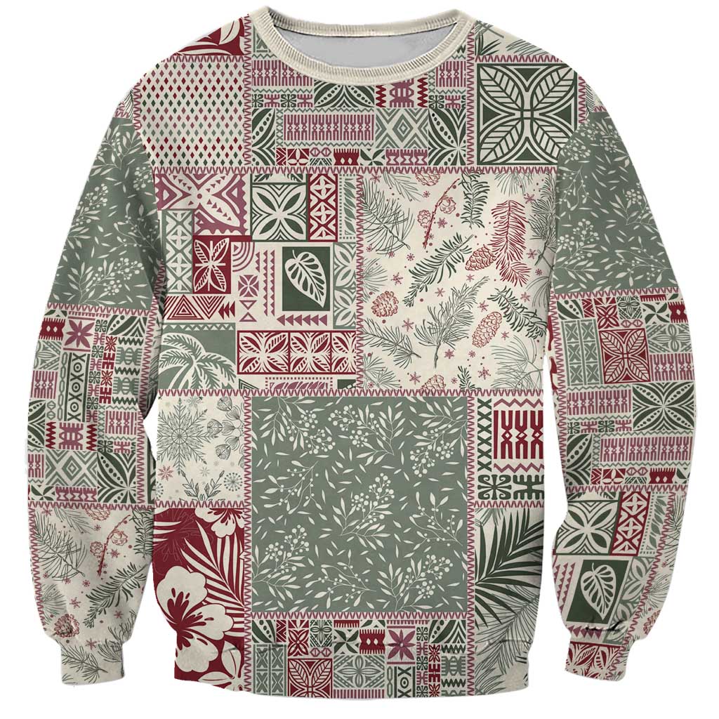 Aloha Hawaii Pastel Christmas Patchwork Sweatshirt Classic Style LT7 Unisex Pastel Green - Polynesian Pride