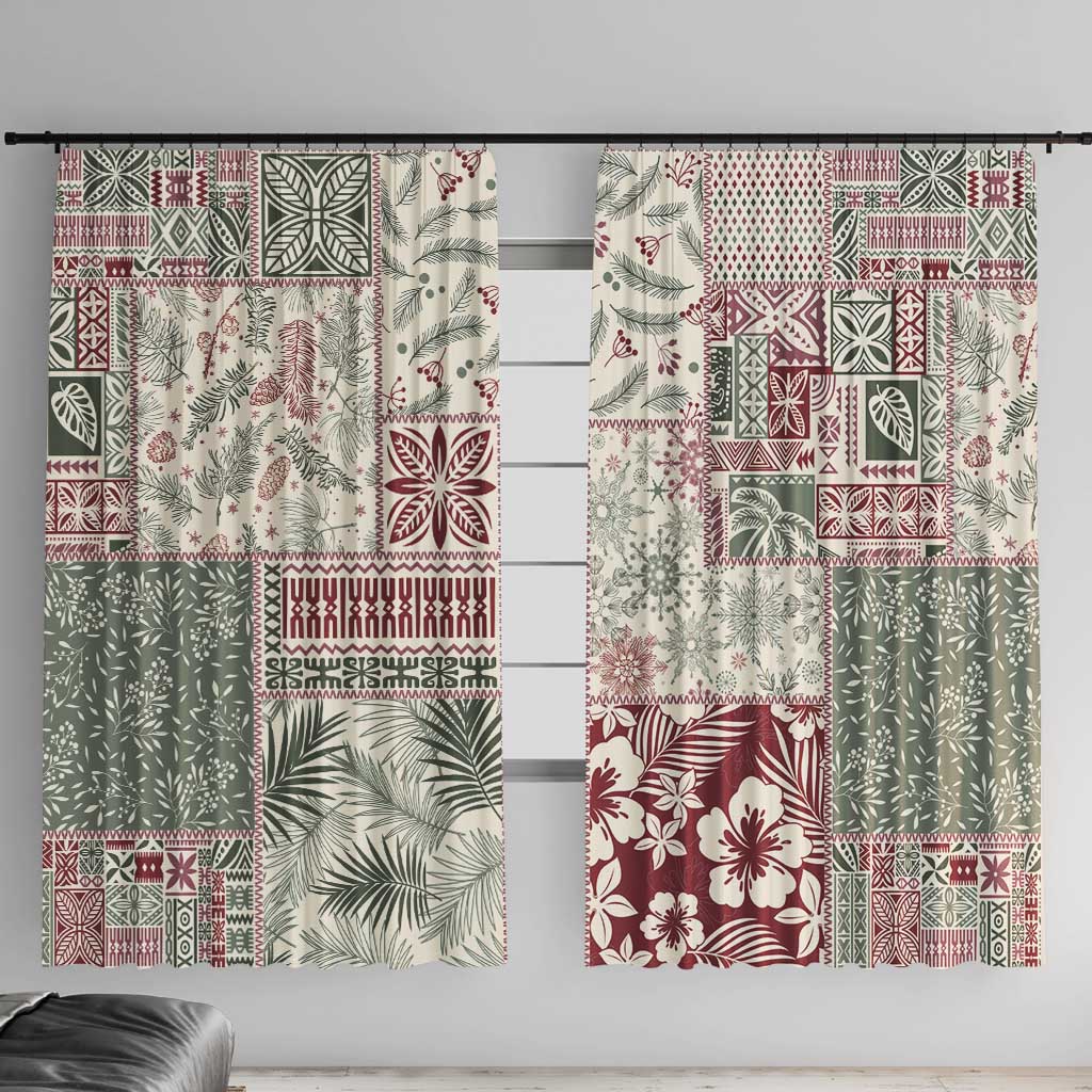 Aloha Hawaii Pastel Christmas Patchwork Window Curtain Classic Style LT7 With Hooks Pastel Green - Polynesian Pride