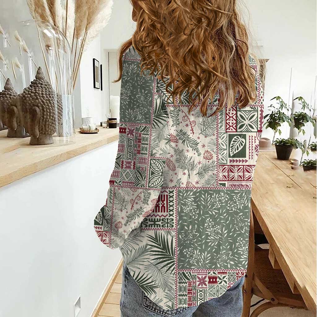 Aloha Hawaii Pastel Christmas Patchwork Women Casual Shirt Classic Style LT7 - Polynesian Pride