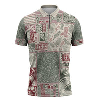 Aloha Hawaii Pastel Christmas Patchwork Zipper Polo Shirt Classic Style LT7 Pastel Green - Polynesian Pride