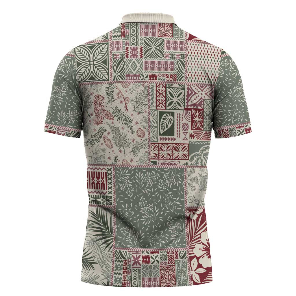 Aloha Hawaii Pastel Christmas Patchwork Zipper Polo Shirt Classic Style LT7 - Polynesian Pride