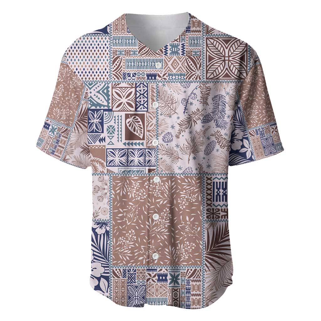 Aloha Hawaii Pastel Christmas Patchwork Baseball Jersey Rustic Style LT7 Beige - Polynesian Pride