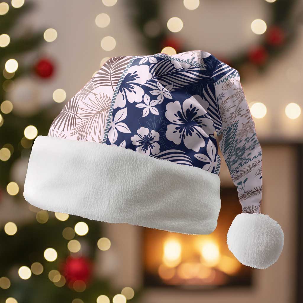 Aloha Hawaii Pastel Christmas Patchwork Christmas Santa Hat Rustic Style LT7 Without Fur Beige - Polynesian Pride