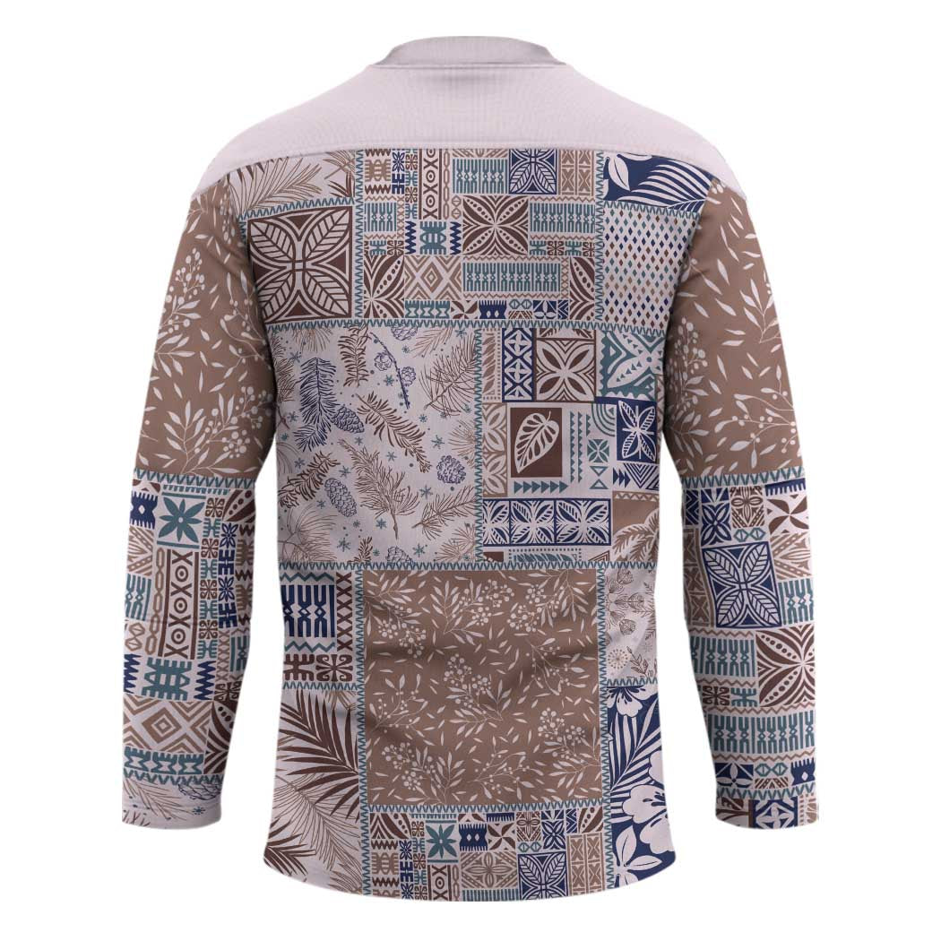 Aloha Hawaii Pastel Christmas Patchwork Hockey Jersey Rustic Style LT7 - Polynesian Pride