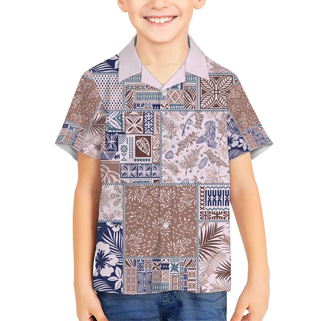Aloha Hawaii Pastel Christmas Patchwork Kid Hawaiian Shirt Rustic Style LT7 Kid Beige - Polynesian Pride