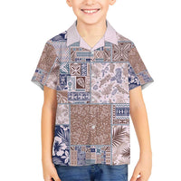 Aloha Hawaii Pastel Christmas Patchwork Kid Hawaiian Shirt Rustic Style LT7 Kid Beige - Polynesian Pride