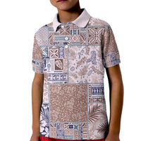 Aloha Hawaii Pastel Christmas Patchwork Kid Polo Shirt Rustic Style LT7 Kid Beige - Polynesian Pride