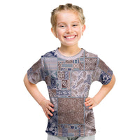 Aloha Hawaii Pastel Christmas Patchwork Kid T Shirt Rustic Style LT7 Beige - Polynesian Pride