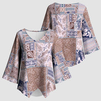 Aloha Hawaii Pastel Christmas Patchwork Kimono Sleeve Blouse Rustic Style LT7 - Polynesian Pride
