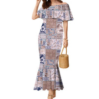 Aloha Hawaii Pastel Christmas Patchwork Mermaid Dress Rustic Style LT7 Women Beige - Polynesian Pride