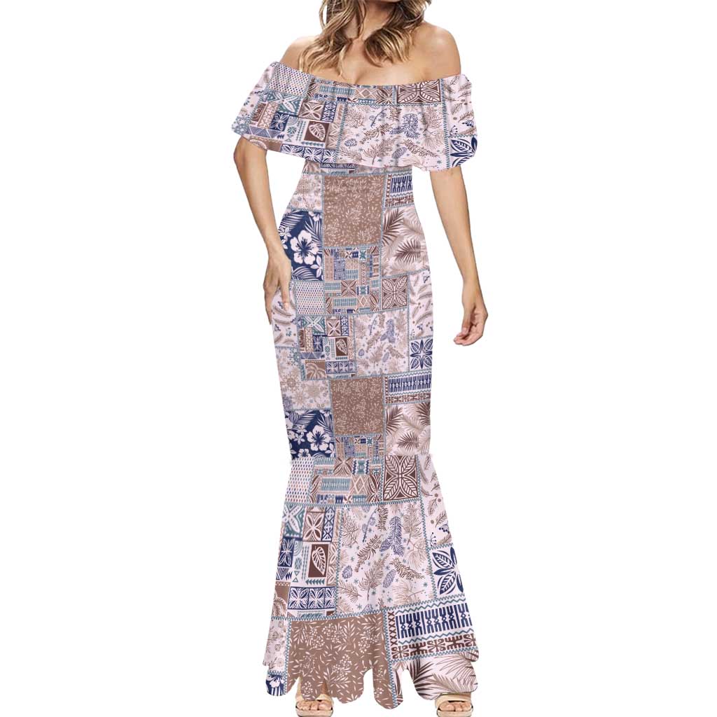 Aloha Hawaii Pastel Christmas Patchwork Mermaid Dress Rustic Style LT7 - Polynesian Pride