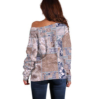 Aloha Hawaii Pastel Christmas Patchwork Off Shoulder Sweater Rustic Style LT7 - Polynesian Pride