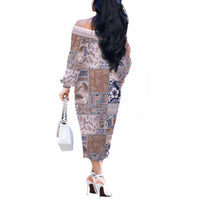 Aloha Hawaii Pastel Christmas Patchwork Off The Shoulder Long Sleeve Dress Rustic Style LT7 - Polynesian Pride