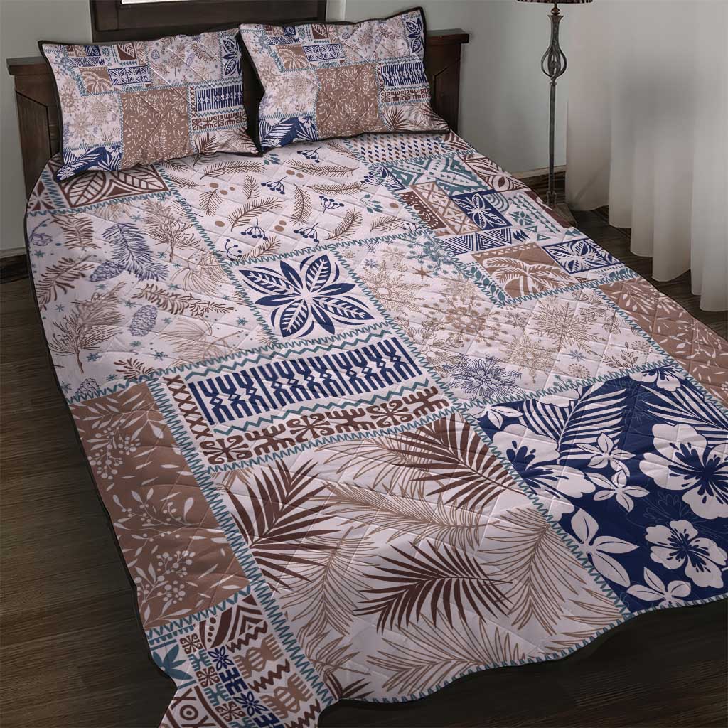 Aloha Hawaii Pastel Christmas Patchwork Quilt Bed Set Rustic Style LT7 Beige - Polynesian Pride