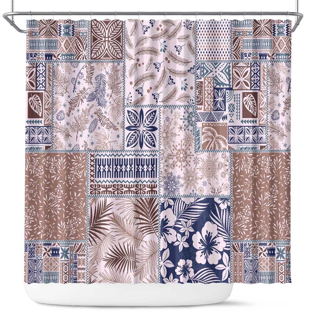 Aloha Hawaii Pastel Christmas Patchwork Shower Curtain Rustic Style LT7 Beige - Polynesian Pride