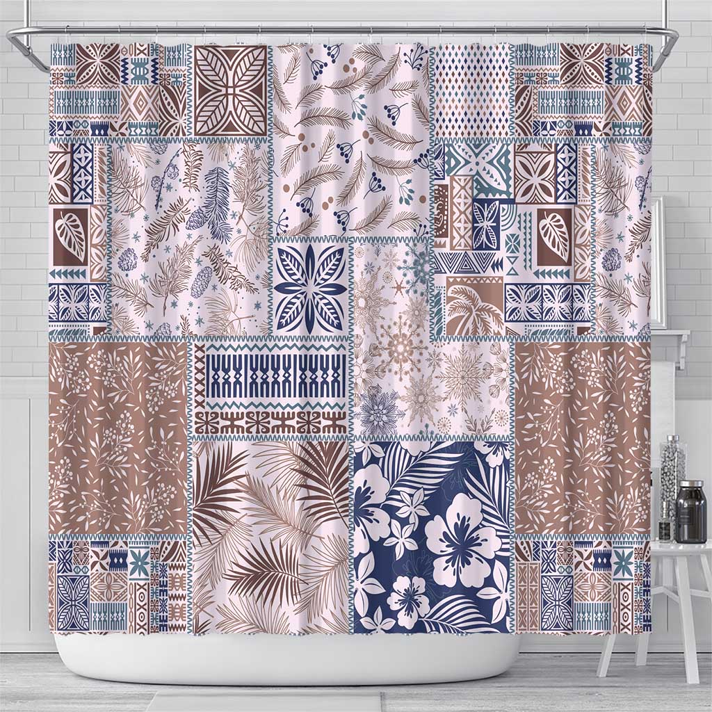 Aloha Hawaii Pastel Christmas Patchwork Shower Curtain Rustic Style LT7 - Polynesian Pride