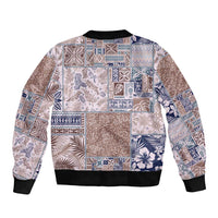 Aloha Hawaii Pastel Christmas Patchwork Sleeve Zip Bomber Jacket Rustic Style LT7 - Polynesian Pride